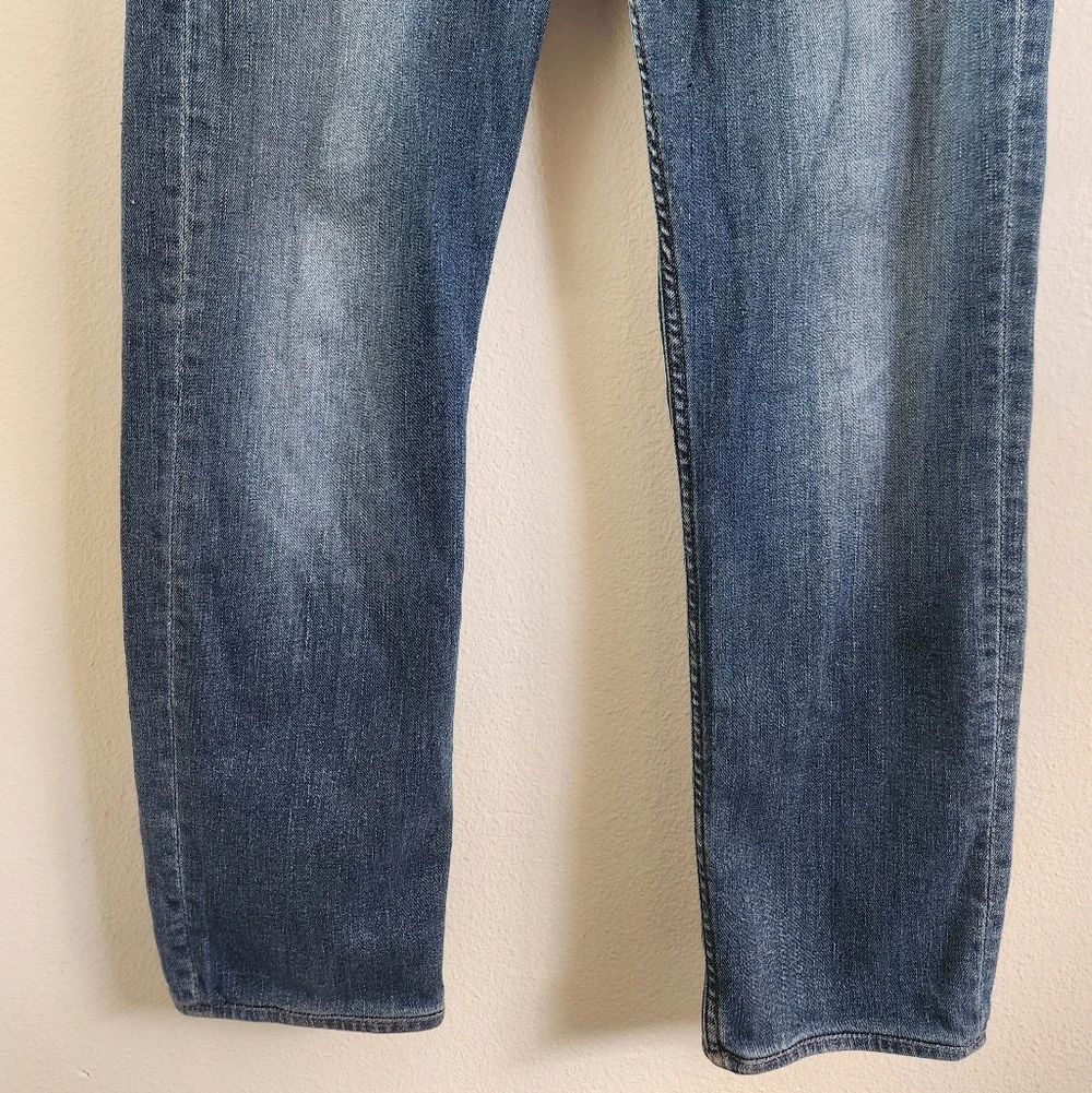 7 For‎ All Mankind Slimmy Jeans Straight Leg Medium Wash Blue Denim Size 33
